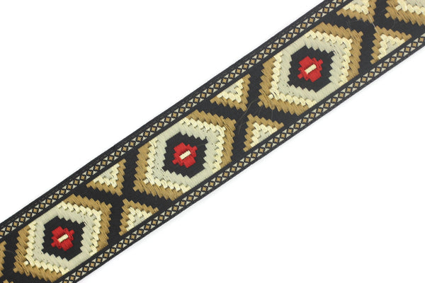 35 mm  Hexagon  jacquard ribbons 1.37 inches, Geometric  embroidered trim,  woven trim, woven jacquards, woven border, 35952