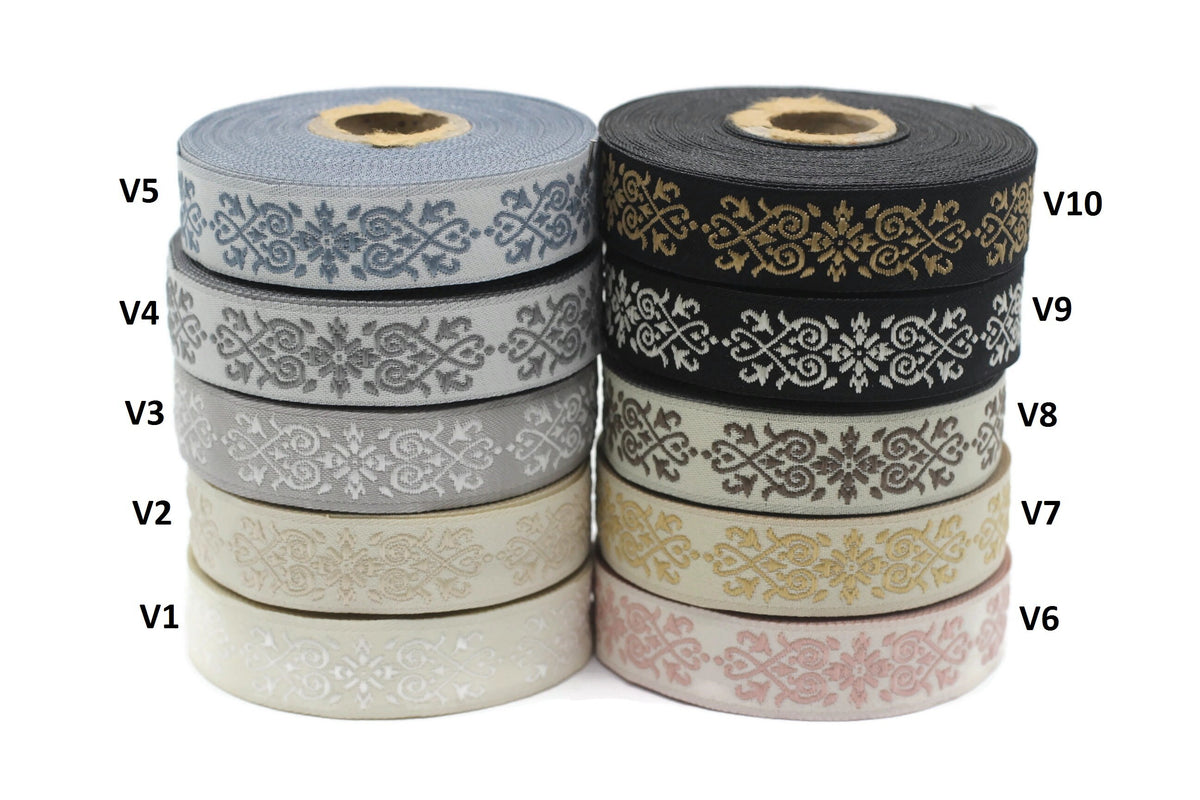 20mm Victorian Jade Jacquard Ribbon 0.78 (inch) | Embroidered Woven Bo ...