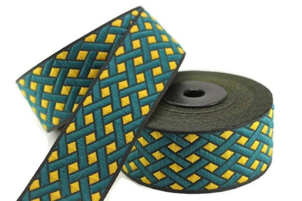 35 mm Node Motive Jacquard Ribbons (1.37 inche), Jacquard ribbon, jacquard trim, craft supplies, collar supply, jacquard ribbon, 35979