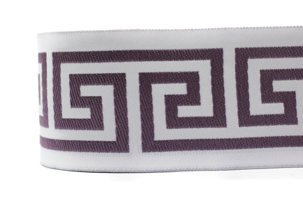 68 mm Light Purple Greek Key Ribbon Trim (2.67 inch), Jacquard Trims for your Drapes, Curtains, Drapery Banding, Drapery Trim Tape V7 176