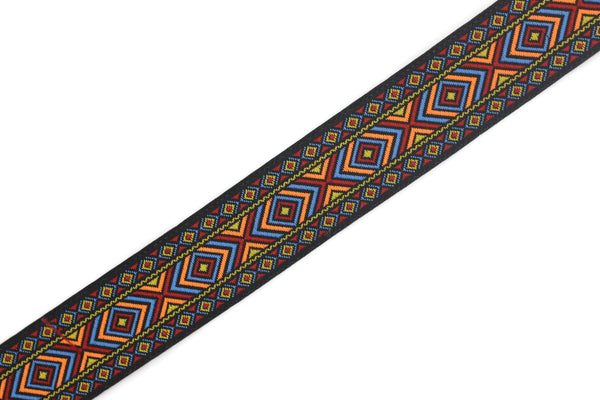 25 mm Hippie Motif Ribbon (0.98 inches), Woven Trim, Ethnic Ornament Ribbon, Boho Style Trim, 25995