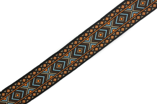 25 mm Hippie Motif Ribbon (0.98 inches), Woven Trim, Ethnic Ornament Ribbon, Boho Style Trim, 25995