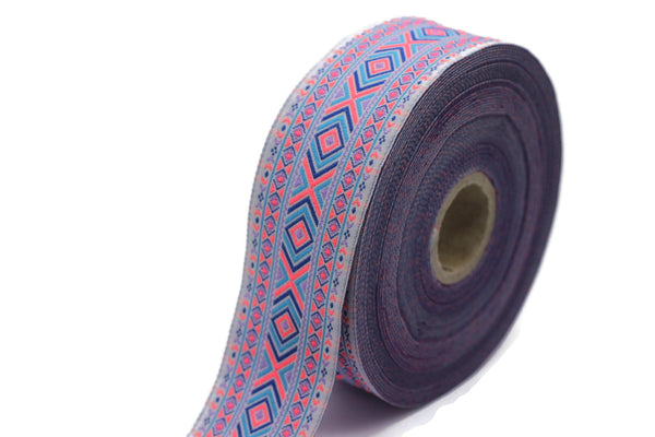 35 mm Colorfull African Motif Ribbon (1.37 inches), Jacquard Trim, African Pattern Ribbon, Sewing Trim, Large ribbon, Bag strap, 35995