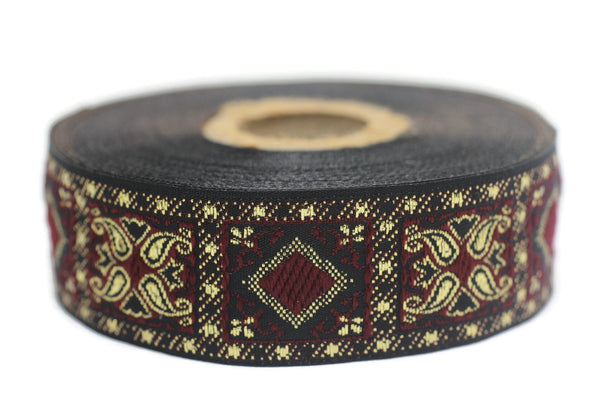 25 mm Geometric Jacquard trim (0.98 inches), vintage Ribbon,  Decorative Craft Ribbon, Sewing, Jacquard ribbon, Trim, 25587