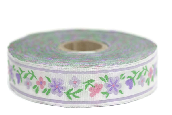 22 mm Floral Jacquard ribbon (0.86 inches), woven ribbon, authentic ribbon, Sewing, Scroll Jacquard trim, ribbons, 22947