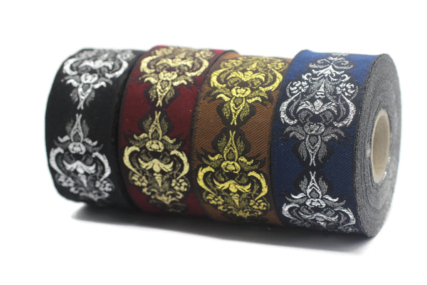 35 mm Black Authentic Jacquard Ribbons (1.37 inches) Sewing Crafts, ribbon trim,  jacquard trim, craft supplies, collar supply, trim, 35918