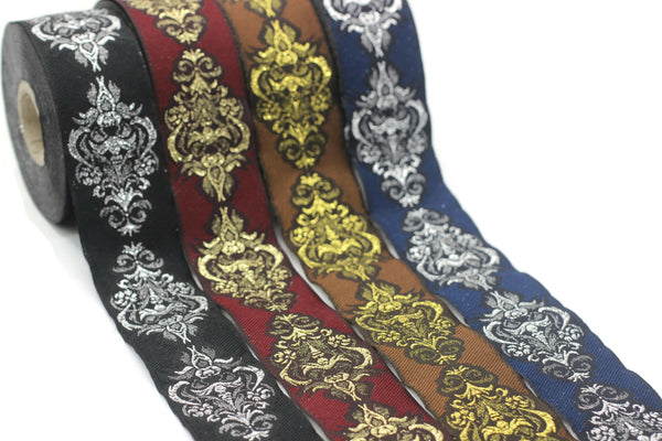 35 mm Black Authentic Jacquard Ribbons (1.37 inches) Sewing Crafts, ribbon trim,  jacquard trim, craft supplies, collar supply, trim, 35918