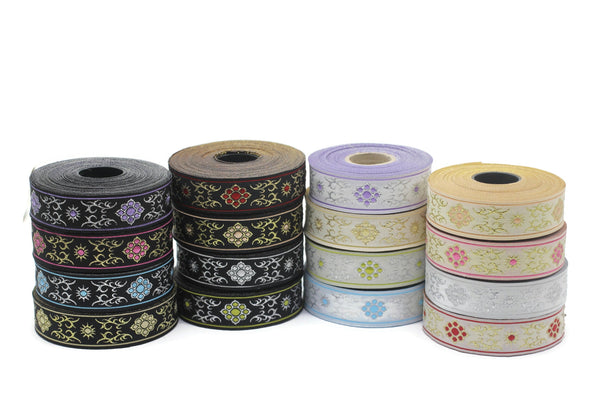 22 mm Cat Paw   jacquard ribbons (0.86 inches),  native american embroidered trim, woven trim, woven jacquards, woven border, 22806