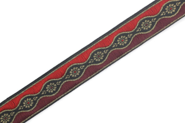 25 mm Red Floral Vintage ribbon (0.98 inches), floral embroidered ribbon, Decorative ribbon, Craft Ribbon, Jacquard ribbon, Trim, 25924