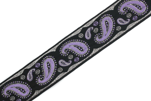 35 mm Lilac Water Drop Jacquard Trims (1.37 inches), Embroidered Trims, Drop ribbon, Woven Ribbon, Jacquard Ribbons, Sewing Trims, 35807