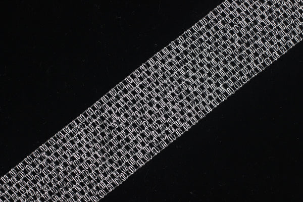 40 mm Silver Mithril Ribbon (1.57 inches), Vintage Ribbon, Decorative Craft Ribbon, Ribbon, Mithril Ribbon, Mithril Trim, Woven Ribbon MT40S