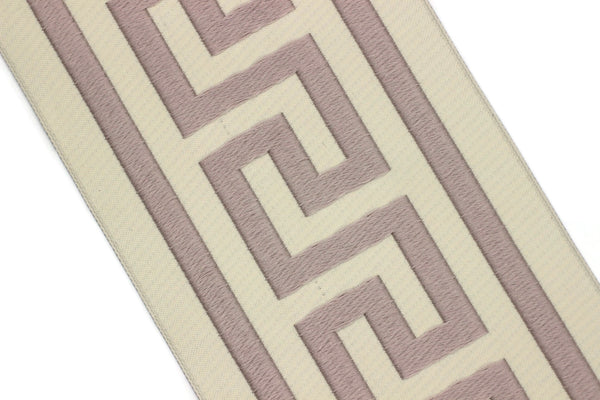 16.4 Yrd 100mm Beige&Powder Pink Greek Key Ribbons (3.93 inc, Meander Jacquard Trim, Drapery Trim Tape, Curtain Making Upholstery Fabric 197