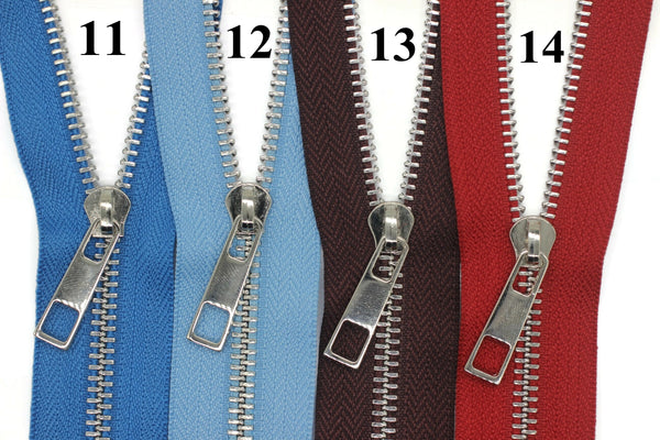 Metal Zippers With Silver Brass Teeth, Tip 5, 18-100cm 7-40inc, Bag Zippers, Dress Zipper, Zip, Lightweight Zipper, Purse Zippers MTZF