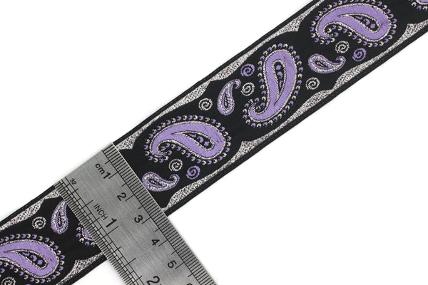 35 mm Lilac Water Drop Jacquard Trims (1.37 inches), Embroidered Trims, Drop ribbon, Woven Ribbon, Jacquard Ribbons, Sewing Trims, 35807