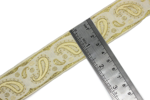 35 mm Yellow Water Drop Jacquard Trims (1.37 inches), Embroidered Trims, Drop ribbon, Woven Ribbon, Jacquard Ribbons, Sewing Trims, 35807