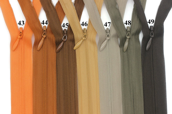 Skirt Zippers, 25 cm (10 inches) Zipper, Dress Zipper, Concealed Zippers, Hide Zipper, Secret Zipper,Invisible Zippers, Colorfull Zippers