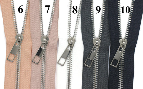 Metal Zippers With Silver Brass Teeth, Tip 5, 18-100cm 7-40inc, Bag Zippers, Dress Zipper, Zip, Lightweight Zipper, Purse Zippers MTZF