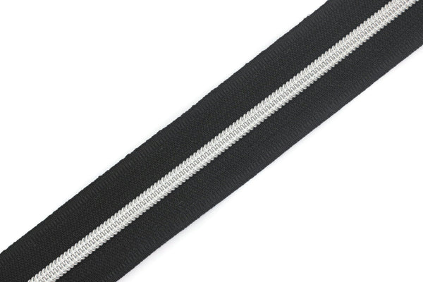 Coats Silver Teeth Metal Black Zippers, Open Bottom, 120 cm (47 inches) Zipper, Jacket Zipper, Dress Zipper, Coat Zipper, Cardigan Zipper