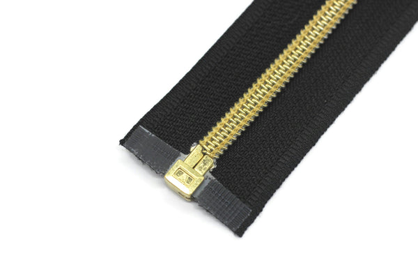 Coats Gold Teeth Metal Black Zippers, Open Bottom, 120 cm (47 inches) Zipper, Jacket Zipper, Dress Zipper, Coat Zipper, Cardigan Zipper