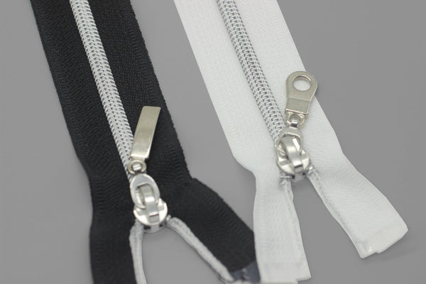 Coats Silver Teeth Metal Zippers, Open Bottom, 120 cm (47 inches) Zipper, Jacket Zipper, Dress Zipper, Coat Zipper, Cardigan Zipper