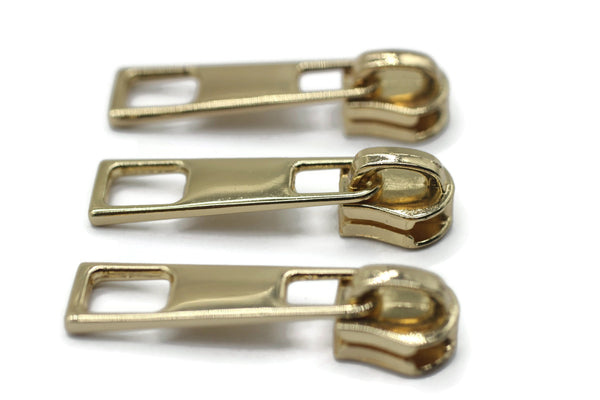 Gold Tone Zipper Pull, 39 mm(1.54 inches) #5 Metal Zipper Pulls, Zipper Sliders, Zipper Tab, Zipper Part, Zipper Head, Bag Zipper Pulls