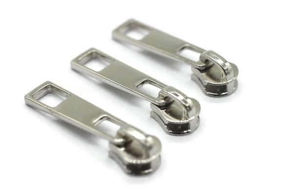 Silver Tone Zipper Pull, 39 mm(1.54 inches) #5 Metal Zipper Pulls, Zipper Sliders, Zipper Tab, Zipper Part, Zipper Head, Bag Zipper Pulls