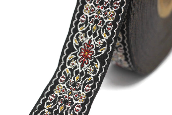 25 mm Black&Red Jacquard ribbon (0.98 inches), Decorative Craft Ribbon, Sewing, Jacquard ribbons, Trim, woven ribbons, collar supply, 25939