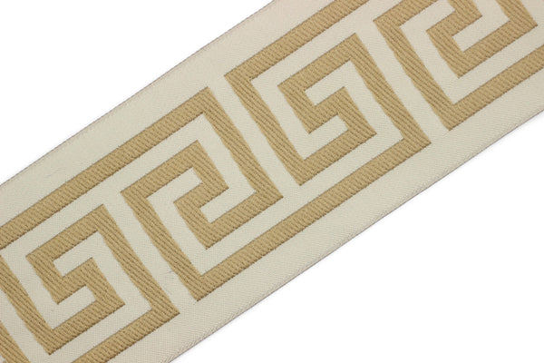 68 mm Greek Key Ribbon Trim (2.67 inch), Jacquard Trims for your Drapes, Curtains, Drapery Banding, Drapery Trim Tape V3 176