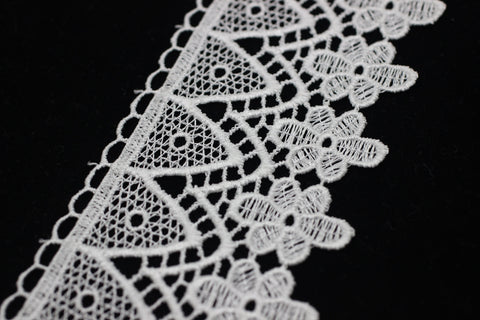 72mm 8 Meters White Bridal Guipure Lace Trim | 2.83 Inches Wide Lace Trim | Geometric Bridal Lace | French Guipure | Guipure Lace Fabric