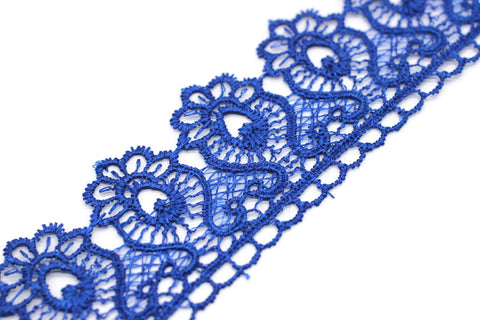 40mm 8Meters Royal Blue Guipure Lace Trim | 1.57 Inches Wide | Floral Lace Trim | Bridal Lace | Red Lace | Guipure Lace