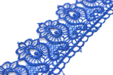 40mm 8Meters Light Blue Guipure Lace Trim | 1.57 Inches Wide | Floral Lace Trim | Bridal Lace | Red Lace | Guipure Lace