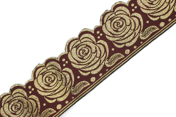 48 mm 10 Mt. Rose Embroidered Ribbons (1.9 inch),Indian Trims, Sewing Trim, drapery trim,Curtain trims, Jacquard Ribbons, trim for drapery