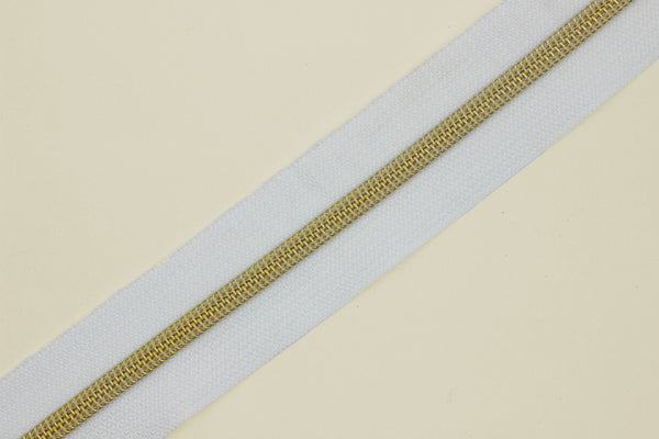 Coats Gold Teeth Metal White Zippers, Open Bottom, 120 cm (47 inches) Zipper, Jacket Zipper, Dress Zipper, Coat Zipper, Cardigan Zipper