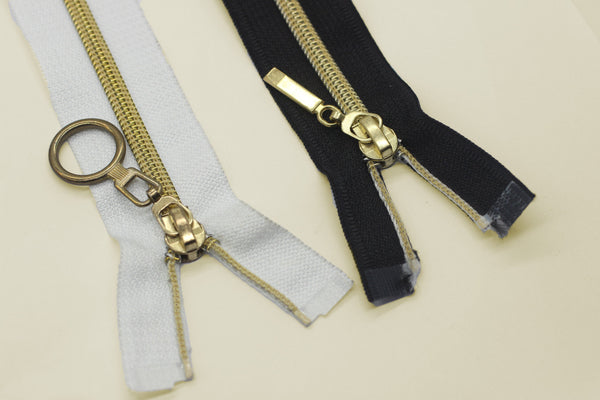 Coats Gold Teeth Metal Zippers, Open Bottom, 120 cm (47 inches) Zipper, Jacket Zipper, Dress Zipper, Coat Zipper, Cardigan Zipper
