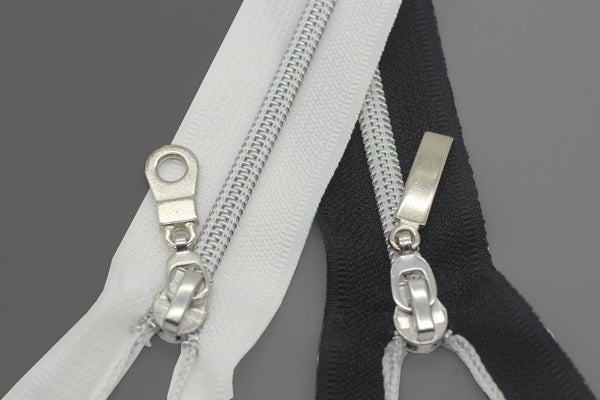 Coats Silver Teeth Metal Zippers, Open Bottom, 120 cm (47 inches) Zipper, Jacket Zipper, Dress Zipper, Coat Zipper, Cardigan Zipper