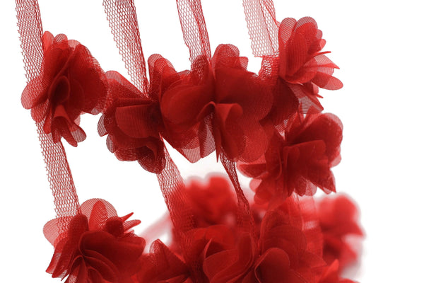 50 mm Red Chiffon Flower,Fluffy Flower For Hair Accessories,Rose Trim,Shabby Chiffon Flower Headbands,Chiffon Trim,Sewing,Artificial