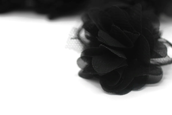 50 mm Black Chiffon Flower,Fluffy Flower For Hair Accessories,Rose Trim,Shabby Chiffon Flower Headbands,Chiffon Trim,Sewing,Artificial