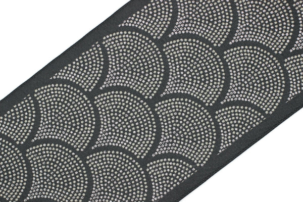 100mm Dark Gray Silver Embroidered Ribbons(3.93 inch),Jacquard Trims, Sewing Trim, drapery trim, Jacquard Ribbons, trim for drapery, 200 V3