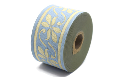 50 mm Blue&Gold Celtic Violet Jacquard Ribbon (1.96 inches), Celtic Tapestry, Jacquard trim, Drapery Trim, Upholstery Fabric 50977