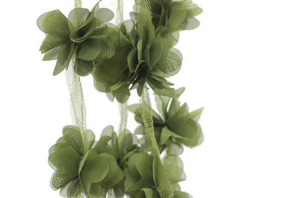 50 mm Green Chiffon Flower,Fluffy Flower For Hair Accessories,Rose Trim,Shabby Chiffon Flower Headbands,Chiffon Trim,Sewing,Artificial