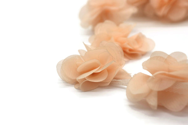 50mm Light Orange Chiffon Flower,Fluffy Flower For Hair Accessories,Rose Trim,Shabby Chiffon Flower Headbands,Chiffon Trim,Sewing,Artificial