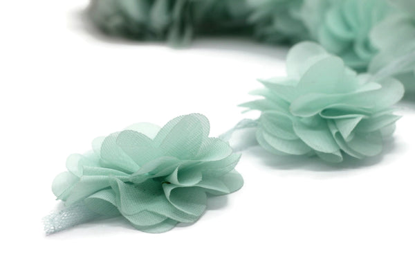 50 mm Menthol Chiffon Flower,Fluffy Flower For Hair Accessories,Rose Trim,Shabby Chiffon Flower Headbands,Chiffon Trim,Sewing,Artificial