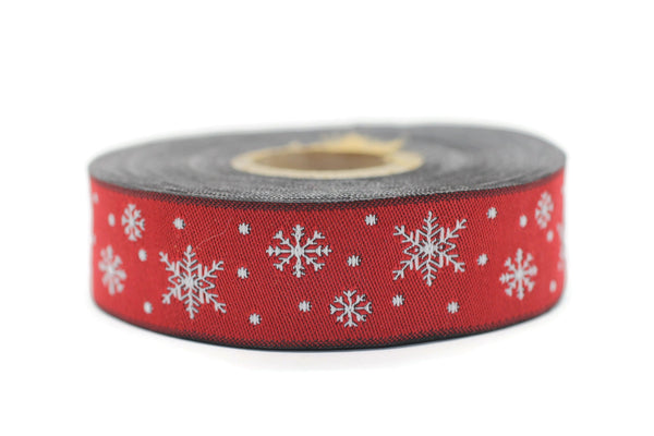 22 mm Snowflake Jacquard trim (0.86 inches), Vintage Ribbon, Decorative Craft Ribbon, Christmas Ribbon Trim, jacquard ribbons