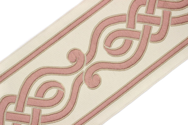 Cream 100 mm Embroidered Ribbons (3.93 inch), Jacquard Trims, Sewing Trim, Curtain trims, Jacquard Ribbons, trim for drapery, 142 V3