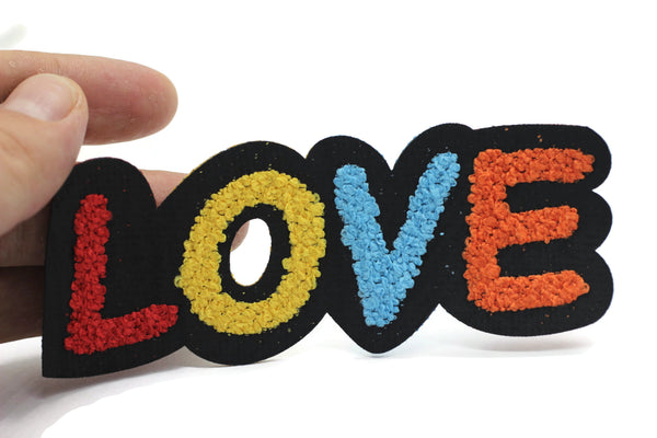 12 Pcs Colorfol Love Patch 4.5x1.7 Inch Iron On Patch Embroidery, Custom Patch, High Quality Sew On Badge for Denim, Applique, Peace Patches