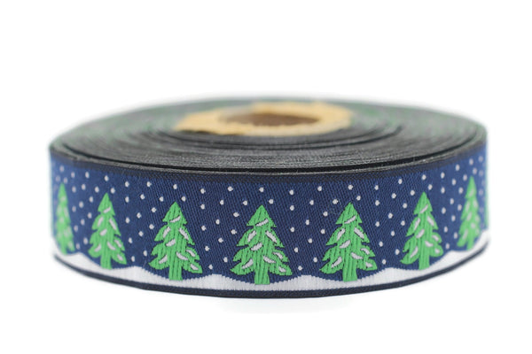 22 mm Christmas jacquard ribbons 0.86 inches, pine tree embroidered trim, Christmas trim, Christmas jacquards, Christmas border, 22482