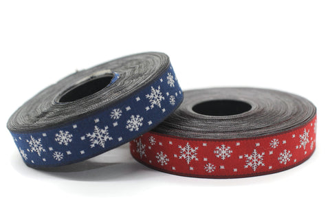 16 mm Snowflake Jacquard trim (0.62 inches), Vintage Ribbon, Decorative Craft Ribbon, Christmas Ribbon Trim, jacquard ribbons