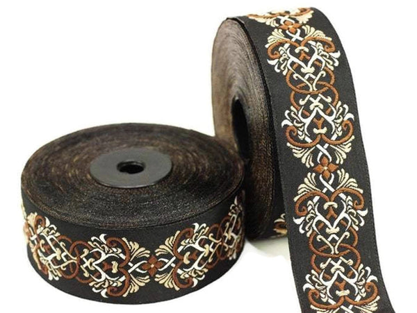 35 mm medieval motive Brown jacquard Ribbons (1.37 inches), Jacquard ribbon,  jacquard trim, craft supplies, collar supply, ribbon, 35976
