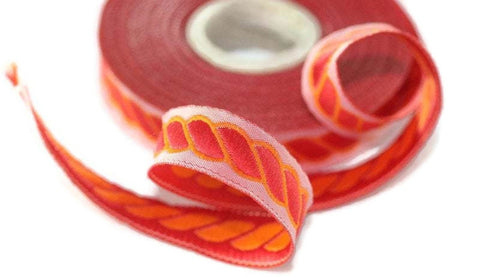 14 mm Red spiral Jacquard trim (0.55 inches), Decorative Craft Ribbon, Sewing, Jacquard ribbon, Trim, woven ribbons, collor supply, 14511