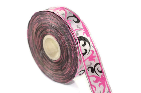 35 mm Pink Jacquard Trims 1.37 inches, Jacquard trim, Jacquard ribbons, Spring Embroidered ribbons, Home Decor supply, ribbon trims, 35484